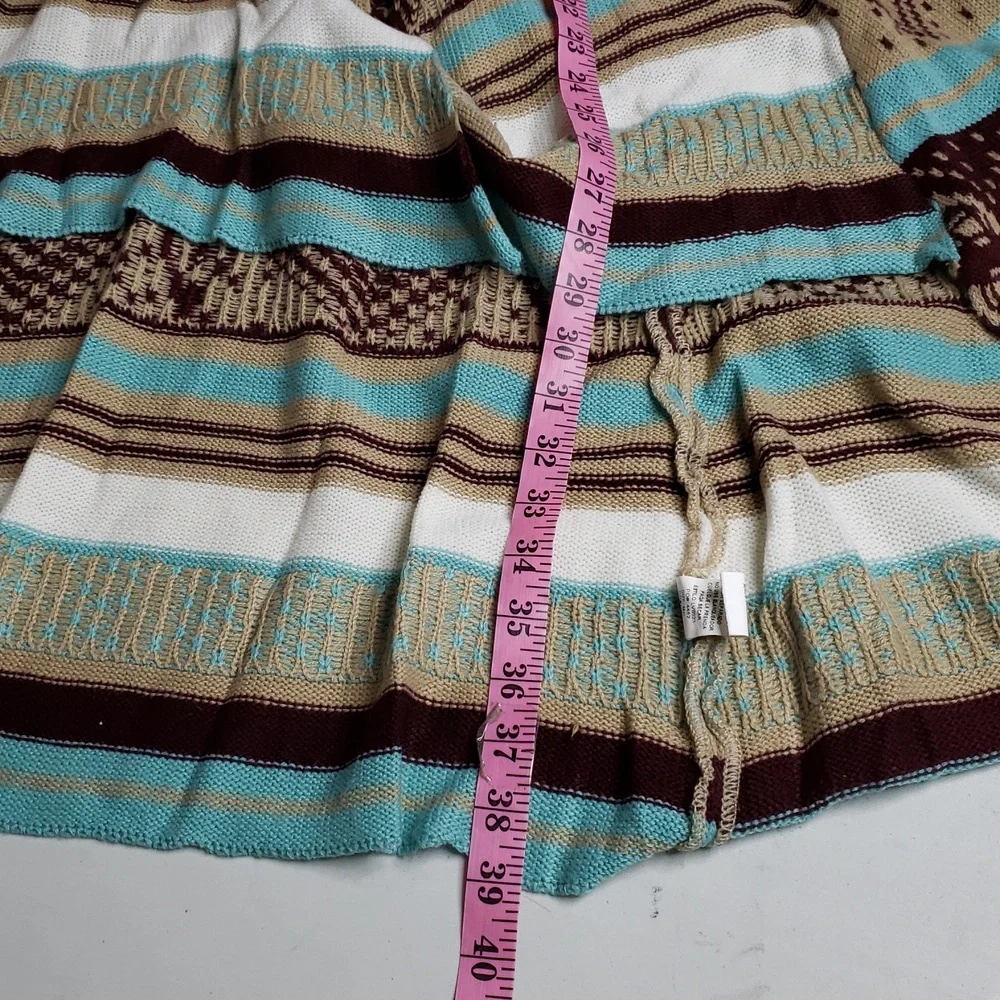 Love Cotton Knit Southwestern Asymmetric Long Line Open Front Cardigan Size M/L